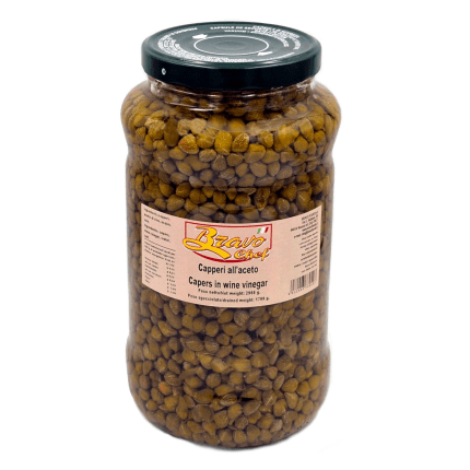 CAPERS IN WINE VINEGAR BRAVO CHEF JAR 3KG