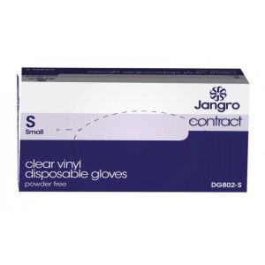 JANGRO CONTRACT VINYL GLOVES POWDER FREE CLEAR - SMALL X 100